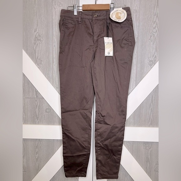 200. NWT Curve Appeal Minimalist Jeggings 4/27 Brown - Picture 1 of 6